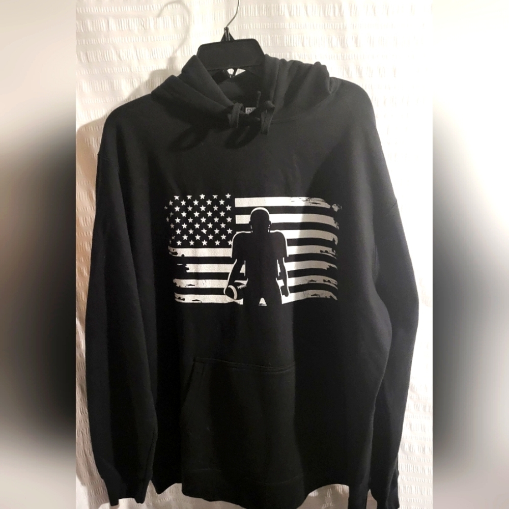 NWT hoodie with American flag and football player